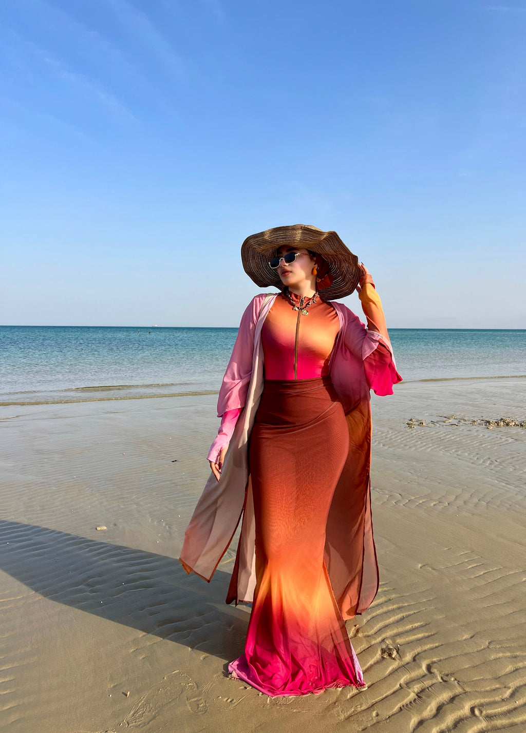 Sunflare Mermaid Burkini with Cardigan
